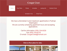 Tablet Screenshot of cougarcrestapartments.com